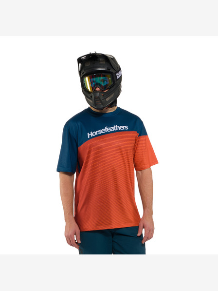 Horsefeathers Tricou de ciclism Quantum - petrol/portocaliu aprins HORSEFEATHERS