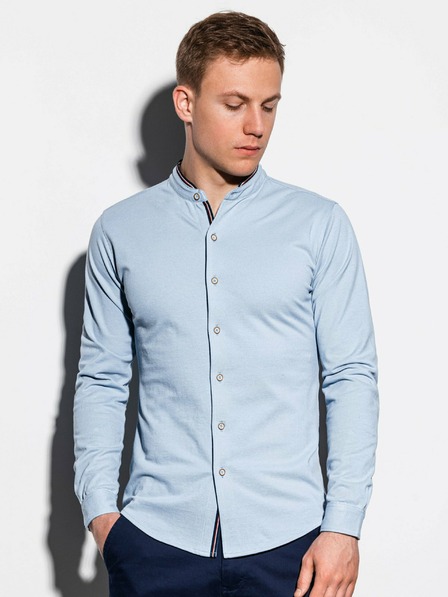 Ombre Clothing Cămașă pentru bărbați cu mânecă lungă K542 - Albastru deschis