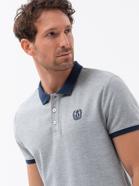 Ombre Clothing Tricou polo gri pentru bărbați Ombre Clothing
