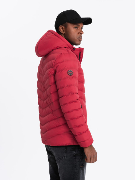 Ombre Clothing Jachetă sport matlasată pentru bărbați cu fermoar contrastant roșu Ombre Clothing