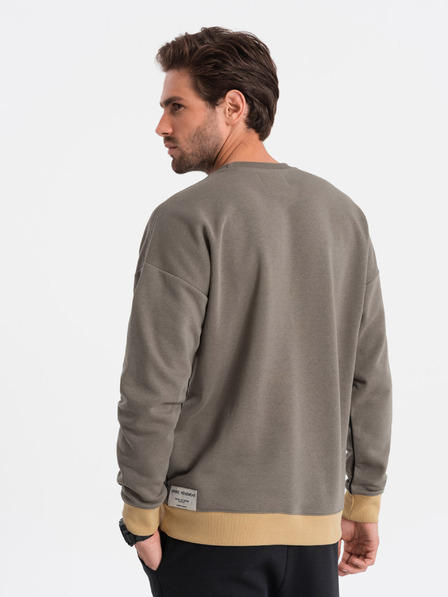 Ombre Clothing Hanorac bărbătesc alb și gri Ombre Clothing