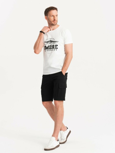Ombre Clothing Pantaloni scurți cargo negri pentru bărbați Ombre Clothing
