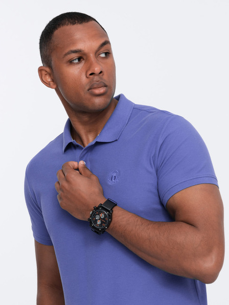 Ombre Clothing Tricou polo de bază violet pentru bărbați Ombre Clothing