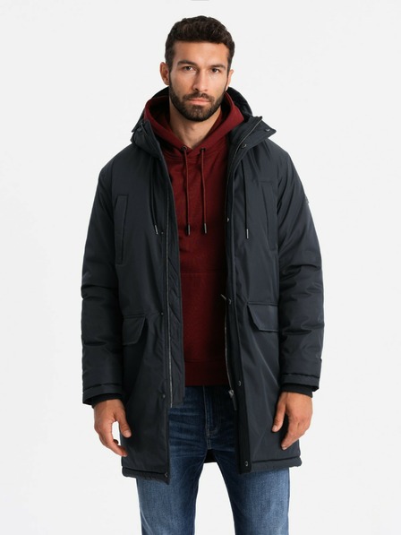 Ombre Clothing Jachetă parka clasică lungă pentru bărbați negru Ombre Clothing