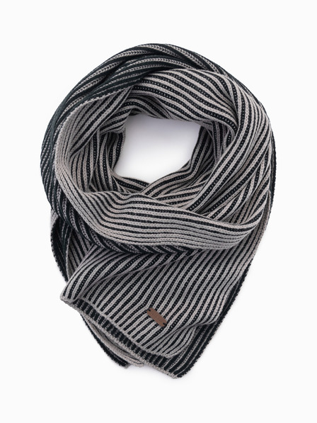 Ombre Clothing Eșarfă tricotată pentru bărbați cu dungi bicolore gri și negru Ombre Clothing