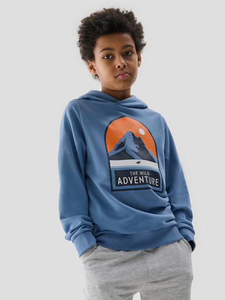 4F Sweatshirt cu glugă 4F pentru băieți - albastru