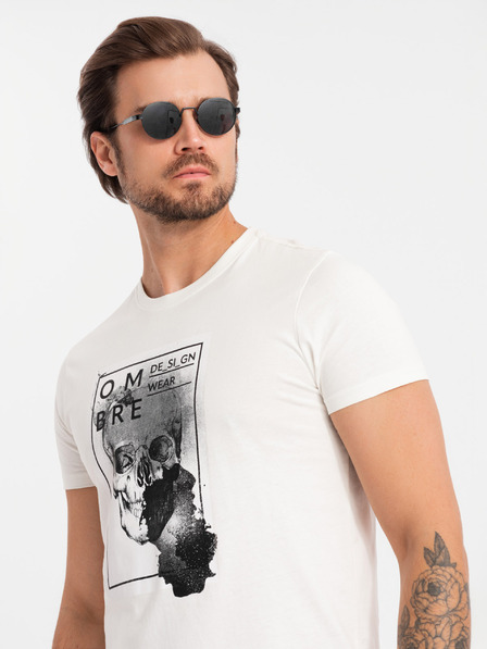 Ombre Clothing Tricou bărbătesc din bumbac cu broderie delicată Ombre Clothing