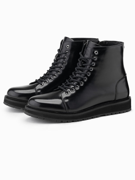 Ombre Clothing Pantofi bărbătești cu toc înalt din piele ecologică lucioasă negru Ombre Clothing
