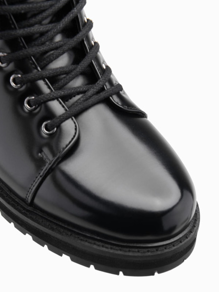 Ombre Clothing Pantofi bărbătești cu toc înalt din piele ecologică lucioasă negru Ombre Clothing