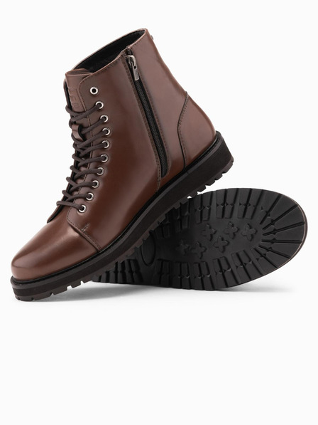 Ombre Clothing Pantofi bărbătești cu toc înalt din piele ecologică lucioasă maro Ombre Clothing