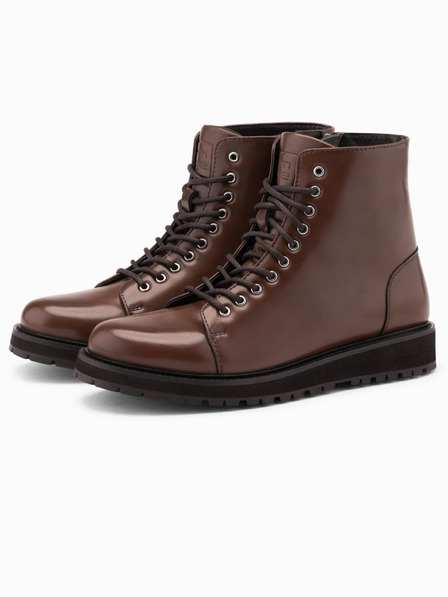 Ombre Clothing Pantofi bărbătești cu toc înalt din piele ecologică lucioasă maro Ombre Clothing