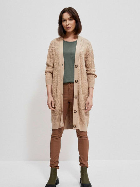 Moodo Cardigan lung bej pentru femei Moodo