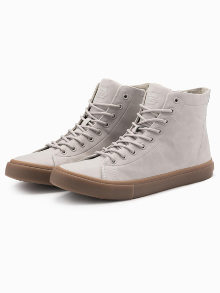 Ombre Clothing Adidași bărbătești high top cu vârf din cauciuc gri Îmbrăcăminte Ombre