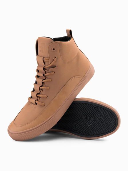 Ombre Clothing Adidași bărbătești cu vârf înalt din cauciuc maro Îmbrăcăminte Ombre