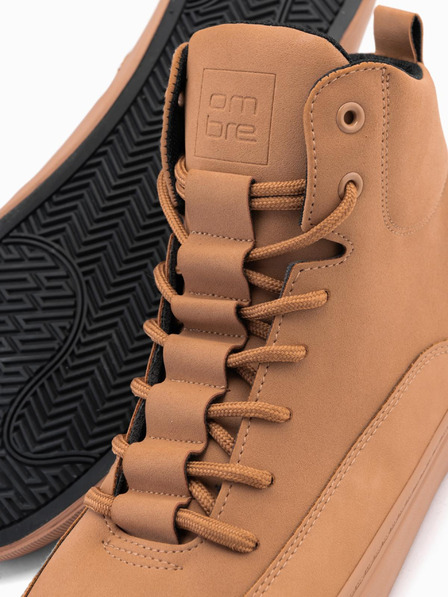 Ombre Clothing Adidași bărbătești cu vârf înalt din cauciuc maro Îmbrăcăminte Ombre