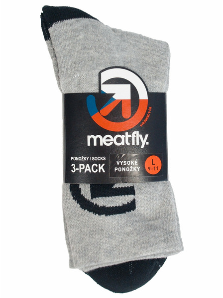Meatfly Meatfly Socks Long Triple Pack Grey Bike | Grey | Size