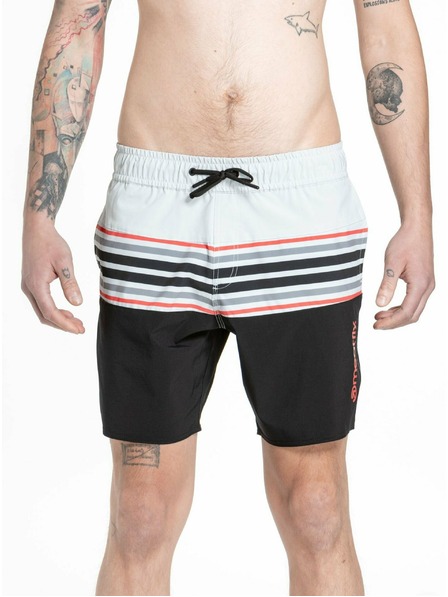 Meatfly Meatfly pantaloni scurți de baie Keith 17" Gri Deschis / Roșu Portocaliu | Gri | Mărime