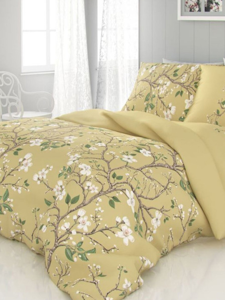 Kvalitex Lenjerie franceză satinată LUXURY COLLECTION 1+2, 220x200, 70x90cm SPRING gold