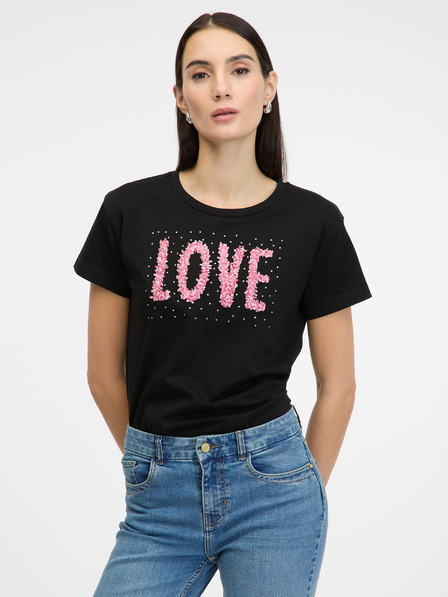 Orsay Tricou negru cu mânecă scurtă pentru femei ORSAY