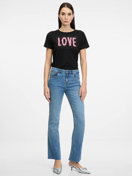 Orsay Tricou negru cu mânecă scurtă pentru femei ORSAY