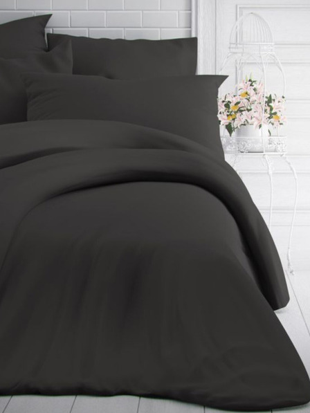 Kvalitex French Solid Cotton Bedding 240x200, 70x90cm Dark Gray