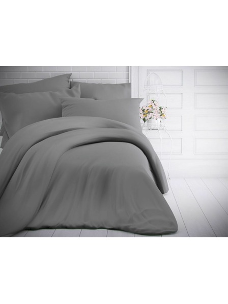 Kvalitex Solid Cotton Bedding 140x200, 70x90cm Light Gray Kvalitex