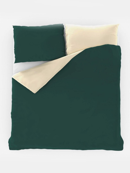 Kvalitex LUXURY COLLECTION lenjerie franceză satinată 1+2, 240x200, 70x90cm verde închis / crem