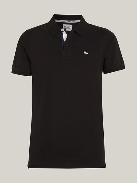 Tommy Jeans Tricou polo negru pentru bărbați Tommy Jeans Pure Organic Slim Fit Polo BDS Negru