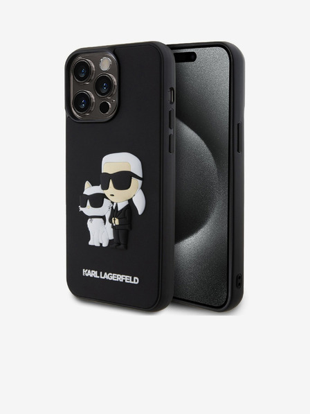 Karl Lagerfeld Karl Lagerfeld 3D Rubber Karl and Choupette Husă Spate pentru iPhone 14 Pro Max Black