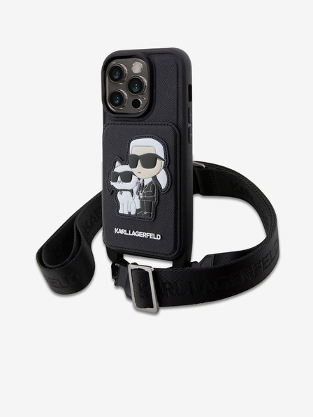 Karl Lagerfeld Karl Lagerfeld Saffiano Crossbody Curea Karl and Choupette NFT Husă pentru iPhone 14 Pro Black