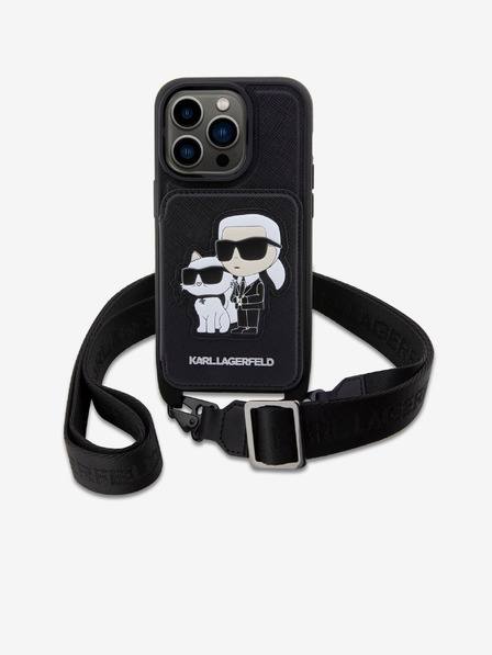 Karl Lagerfeld Karl Lagerfeld Saffiano Crossbody Curea Karl and Choupette NFT Husă pentru iPhone 14 Pro Black