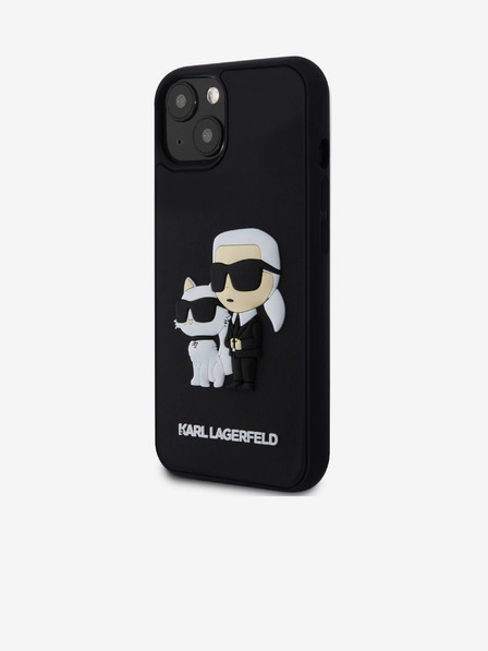Karl Lagerfeld Karl Lagerfeld 3D Rubber Karl și Choupette Carcasă Spate pentru iPhone 15 Negru