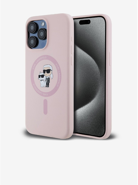 Karl Lagerfeld Carcasă Spate pentru iPhone 14 Pro Karl Lagerfeld Liquid Silicone Karl și Choupette Magsafe
