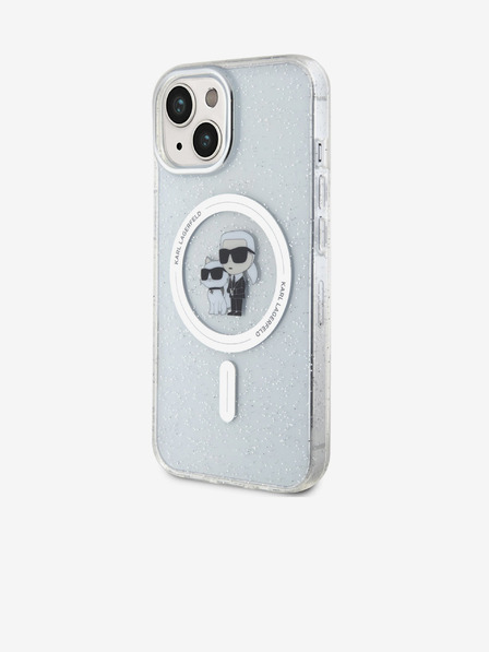 Karl Lagerfeld Karl Lagerfeld IML Glitter Karl și Choupette MagSafe Carcasă Spate pentru iPhone 15 Transparent