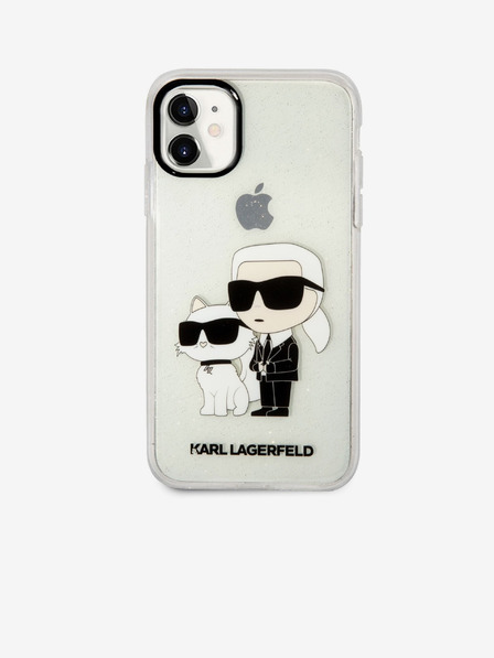 Karl Lagerfeld IML Glitter Karl și Choupette NFT Carcasă Spate pentru iPhone 11 Transparent Karl Lagerfeld