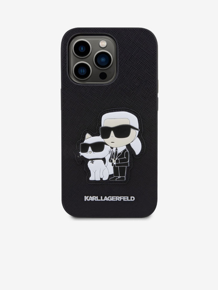 Karl Lagerfeld Karl Lagerfeld PU Saffiano Karl și Choupette NFT Carcasă Spate pentru iPhone 14 Pro Negru