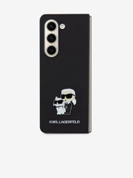 Karl Lagerfeld Karl Lagerfeld PU Saffiano Karl și Choupette NFT Carcasă Spate pentru Samsung Galaxy Z Fold 5 Negru