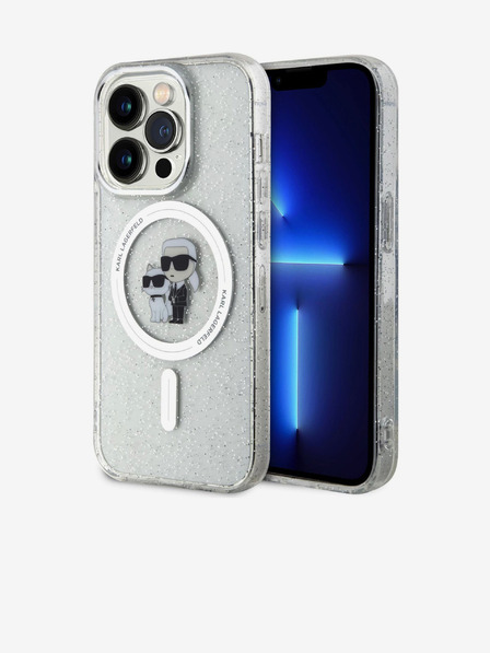 Karl Lagerfeld Karl Lagerfeld IML Sclipici Karl și Choupette MagSafe Carcasă Spate pentru iPhone 15 Pro Transparent