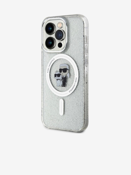 Karl Lagerfeld Karl Lagerfeld IML Sclipici Karl și Choupette MagSafe Carcasă Spate pentru iPhone 15 Pro Transparent