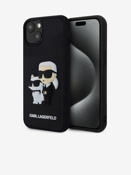 Karl Lagerfeld Karl Lagerfeld 3D Cauciuc Karl și Choupette Husă Spate pentru iPhone 13 Black