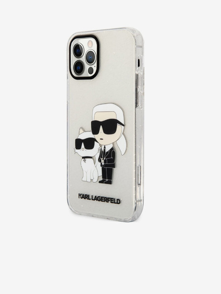 Karl Lagerfeld Karl Lagerfeld IML Glitter Karl și Choupette NFT Husă Spate pentru iPhone 12/12 Pro Transparent