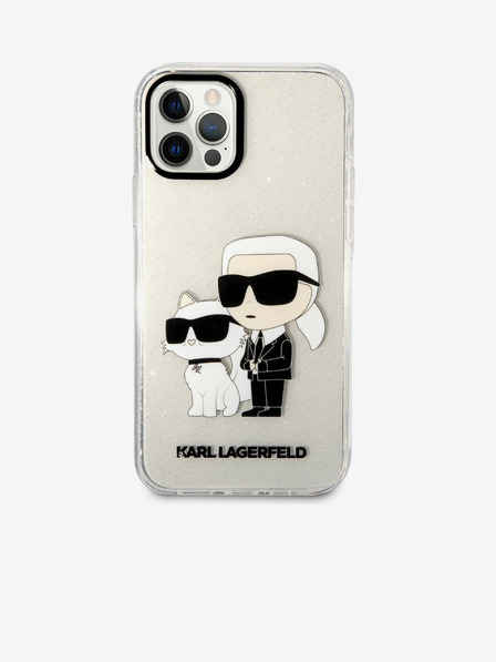 Karl Lagerfeld Karl Lagerfeld IML Glitter Karl și Choupette NFT Husă Spate pentru iPhone 12/12 Pro Transparent