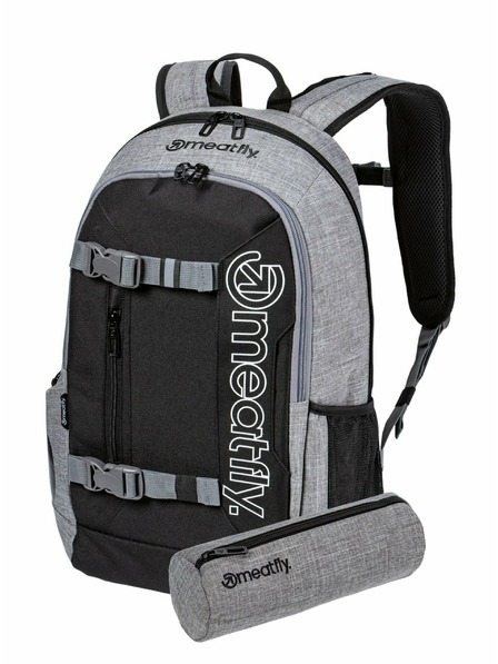 Meatfly Rucsac Meatfly Basejumper Grey Heather / Black 22 L | Negru | Volum 22 L