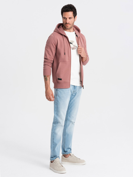 Ombre Clothing Hanorac cu fermoar din bumbac BASIC pentru bărbați Ombre Clothing
