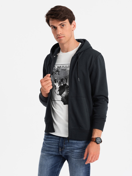Ombre Clothing Hanorac cu fermoar din bumbac BASIC pentru bărbați Ombre Clothing