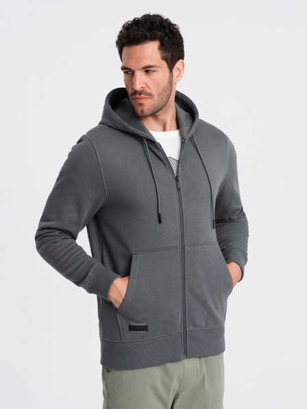 Ombre Clothing Hanorac cu fermoar din bumbac BASIC pentru bărbați Ombre Clothing
