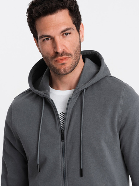 Ombre Clothing Hanorac cu fermoar din bumbac BASIC pentru bărbați Ombre Clothing