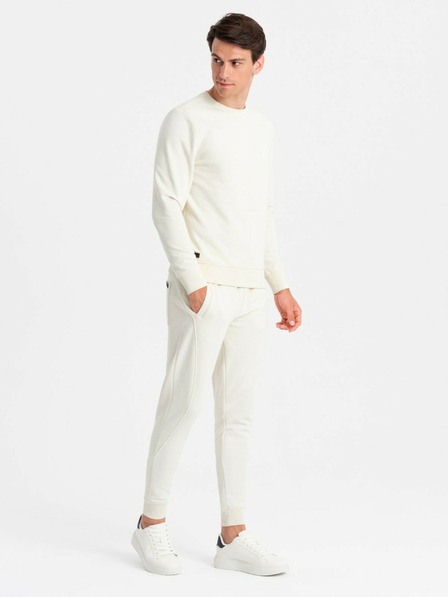 Ombre Clothing Trening bărbătesc din bumbac BASIC crem Îmbrăcăminte Ombre