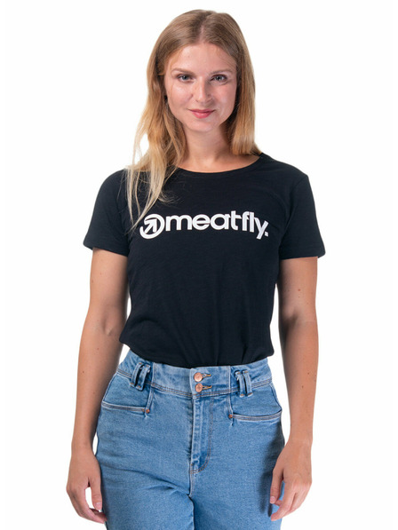Meatfly Tricou Meatfly pentru femei Ladies MF Logo A - Black | Mărime M | 100% bumbac