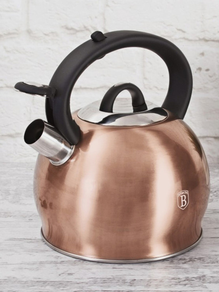 Berlingerhaus Fierbător cu fluier din oțel inoxidabil 3 L Rosegold Metallic Line BERLINGERHAUS